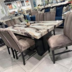 5PC Counter height marble top dining table set