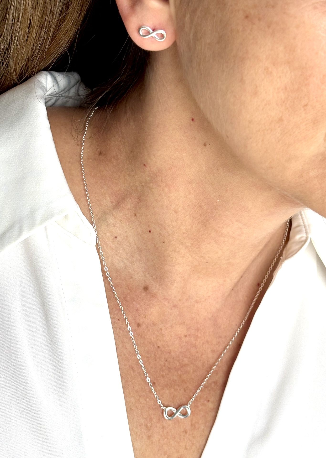 Infinite Silver 925 Set, Earrings And Pendant, Chain Included