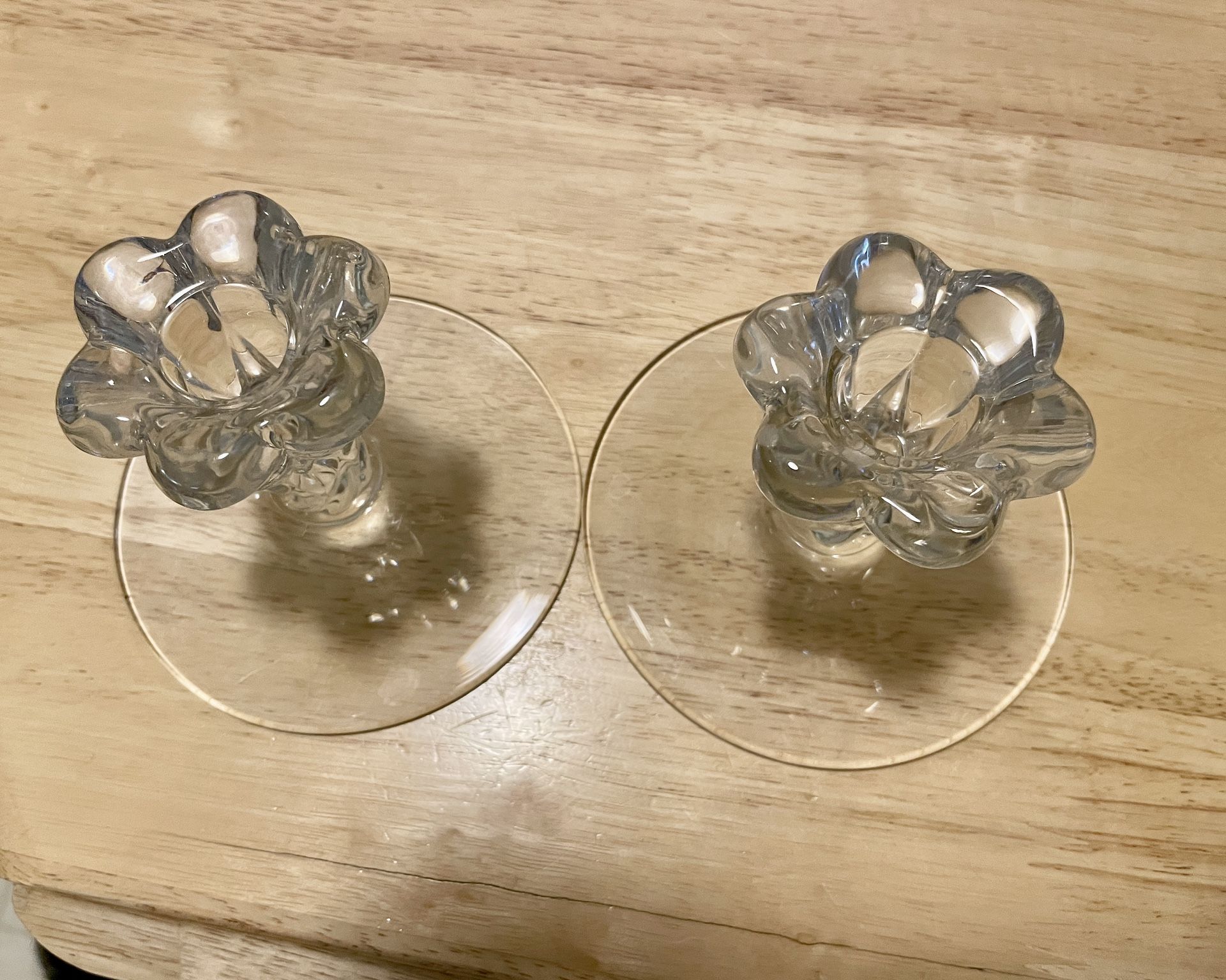 Vintage Heisey Crystalite Glass Candle Holders