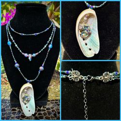 Handcrafted Shell Crystal Layered Choker Necklace 