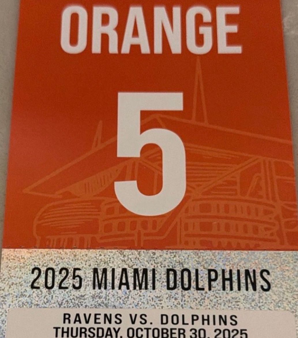 Miami Dolphins Vs Baltimore Ravens Game-day Special Orange Parking Pass