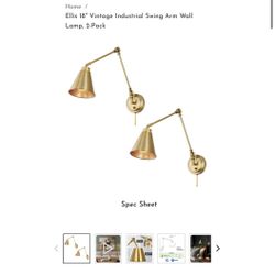 Kira Home Ellis 18" Vintage Industrial Swing Arm Wall Lamp, 2-pack bulb not included  	DIMENSIONS] 18" (H) x 6" (W) x 32" Extended Projection from wal