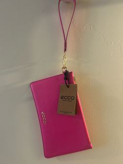 Ecco Hot Pink Leather Wristlet Clutch