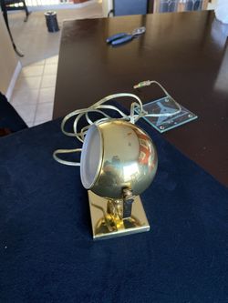 Vintage Midcentury Modern Brass Eyeba  Orb Globe Retro Atomic Sputnik Spotlight Desk Light Sconce | Space Age Collectible