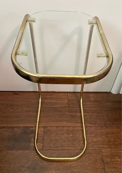 VINTAGE MCM BRASS GLASS TABLE TOP