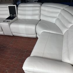 SECTIONAL GENUINE LEATHER RECLINER ELECTRIC WHITE COLOR.. 💥✅🚛DELIVERY SERVICE AVAILABLE ✅💥