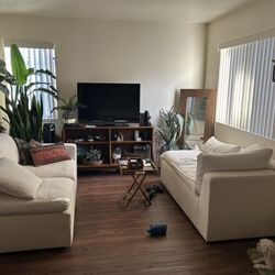 Custom Made White Down Couch With Lounge. 