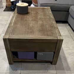 Real Wood Coffee Table With Drawers And Storage