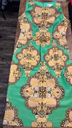 Green & Gold Paisley Sleeveless Dress