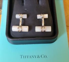 Tiffany & Co. Sterling Silver and White Onyx Cufflinks Vintage 1950's