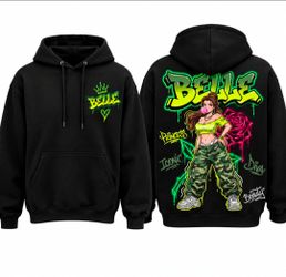 Belle Graffiti Graphic Pullover Hoodie Black