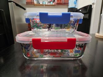 Disney Glass Snap Close Rectangular Containers