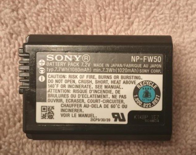 Sony NP-FW50 Battery for Sony Cameras 1x for $25, 2x for $40