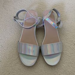 Girls Youth 4 Silver Dressy Sandals