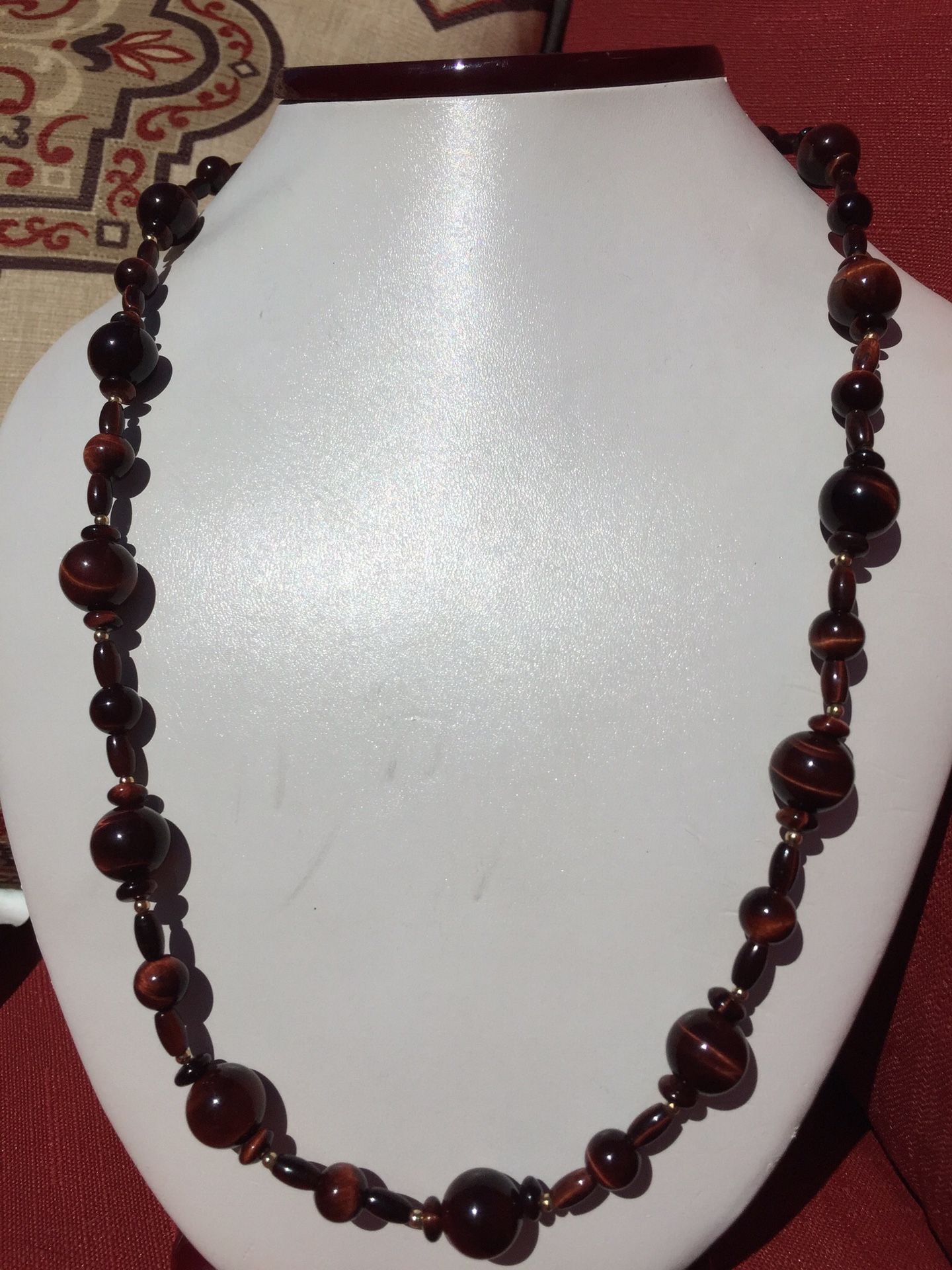 14KT Yellow Gold Cat’s Eye Beaded Necklace 22”