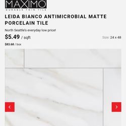Leida Bianco Antimicrobial Matte Porcelain Tile (58 PIECES) (READ DESCRIPTION)
