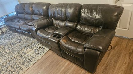 Dark Brown Leather Reclining Sofa and Sectional That Can Also Rock