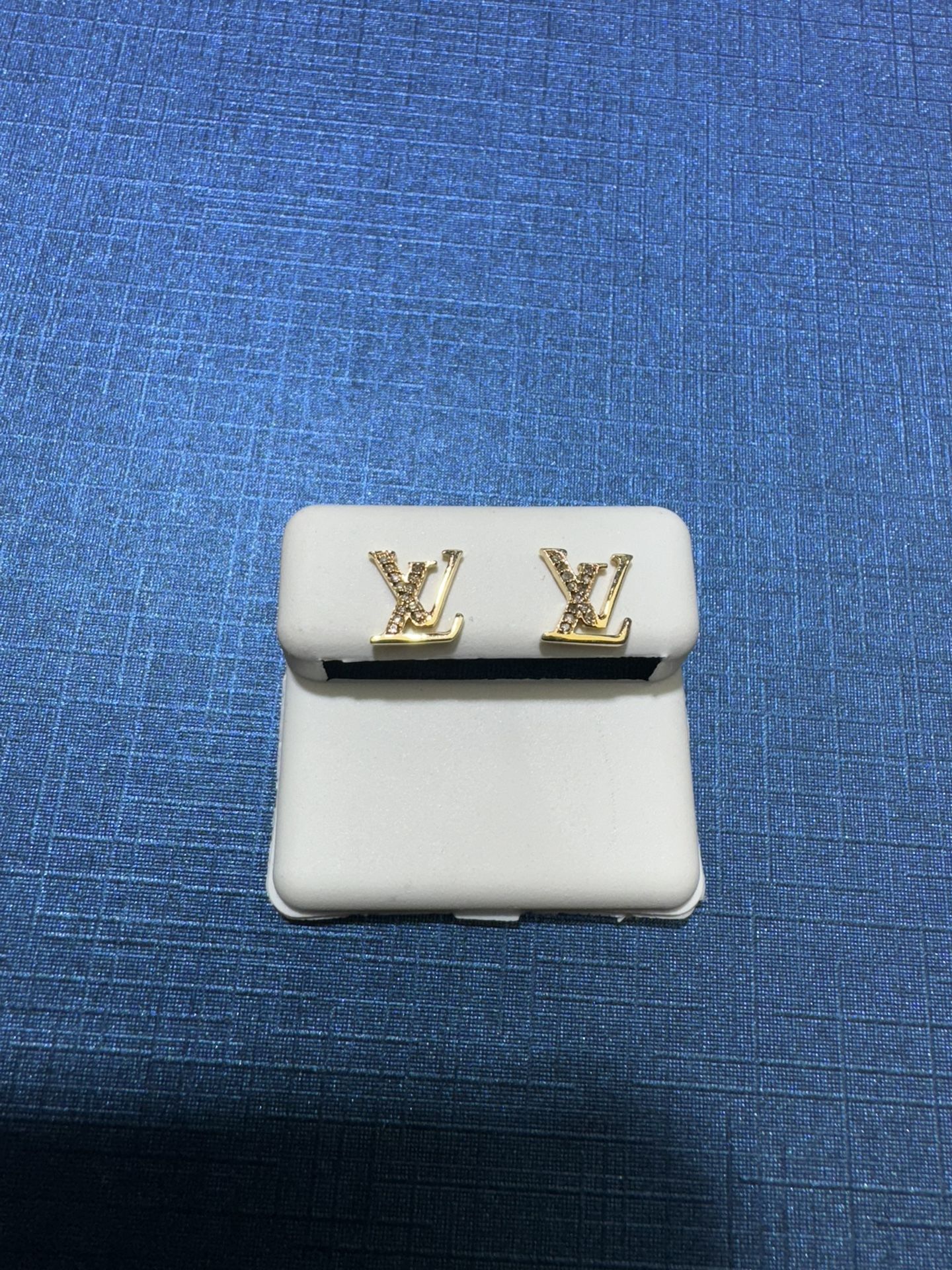 14k Louis Vuitton Logo Diamond Earrings