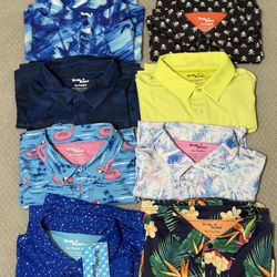 8 GOLF POLO SHIRTS Extra Large XL Some new some worn once BIRDIE BOUND