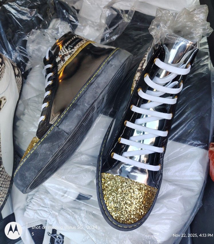 Gold & Platinum (New) Akapellajaqur (Royal Dynasty) Italian Leather Shoes