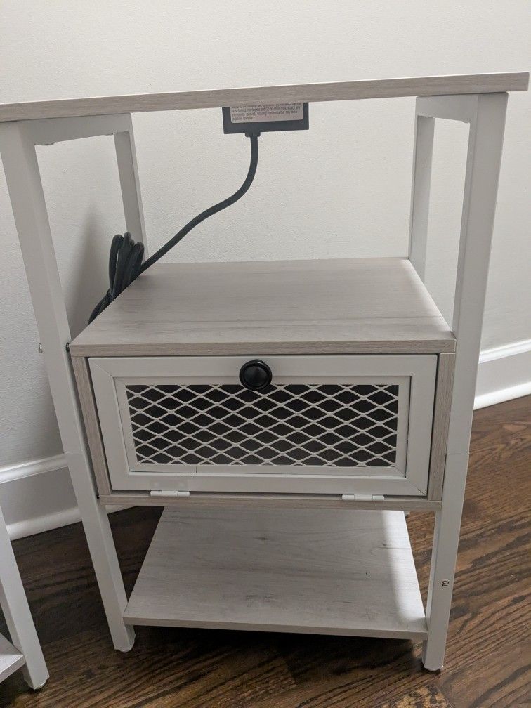 Nightstand. With Charging Station. Side Table