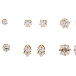 Time and Tru Jewelry Essentials Simulated Diamond Stud Earrings, 6-Pack