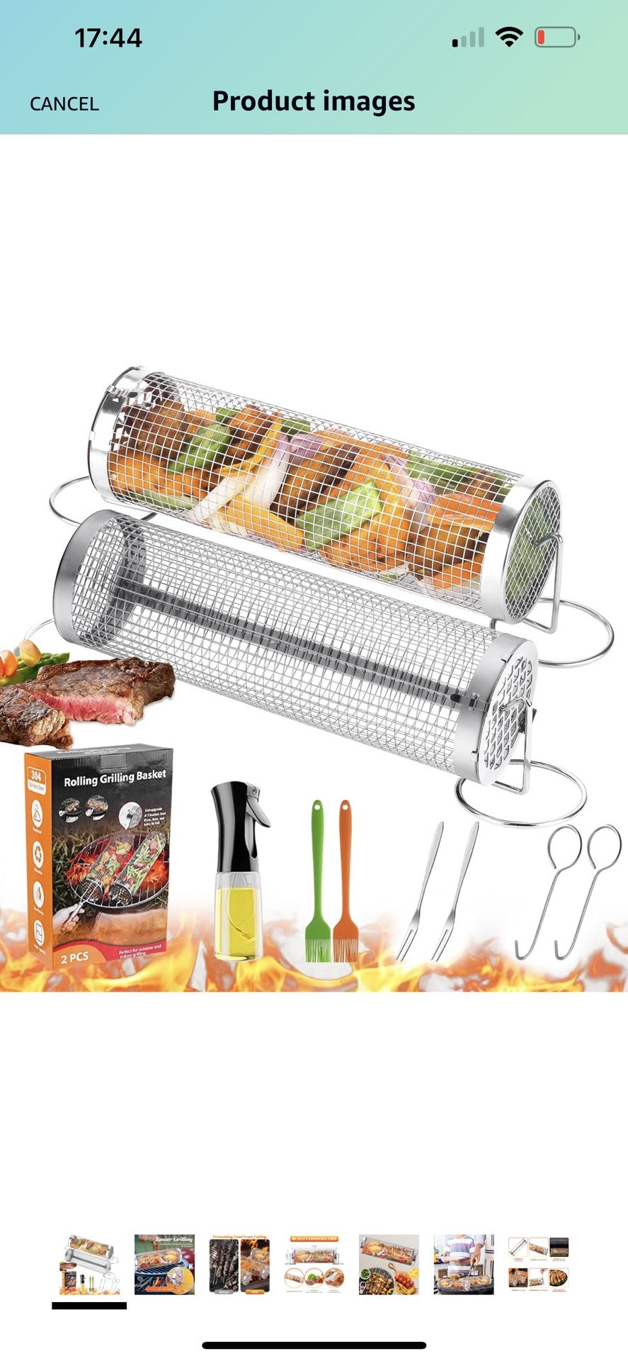 Brand New Rolling Grill Baskets for Outdoor Grilling : 2 Pcs Stainless Steel Grill Mesh, Rolling Grill Baskets for Outdoor Grill