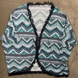 CATO Green Herringbone Pattern Woven Short Sleeve Top Women's Size 26/28