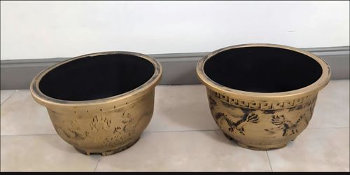 *** SPECIAL *** PAIR of 15" (Diameter) Gold Resin Planters (2 for $30) @ Lasting Creations