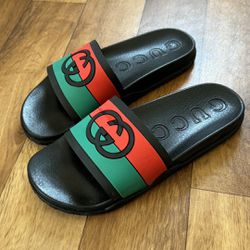 Men’s 9.5 Interlocking GG, Black Sandal Slide
