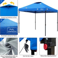 KAMPKEEPER Pop-up-Canopy-Tent, 3 Adjustable Height with Wheeled Carrying Bag, 4 Ropes and 4 Stakes, (Blue)
