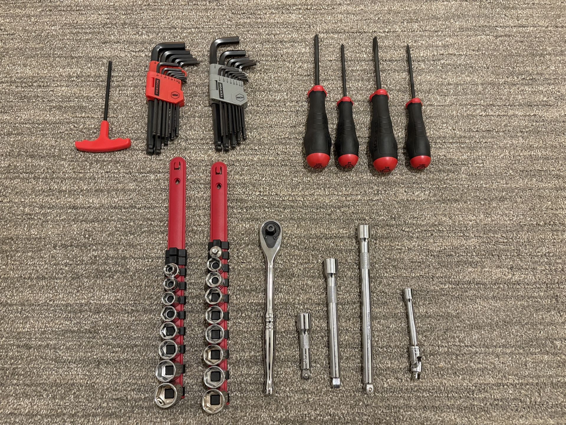 Socket Set, Allen Wrenches, Screwdrivers