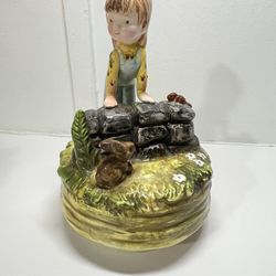Vintage SCHMID Music Box Rosalind Welcher Porcelain Panda Prints Good Time 1975