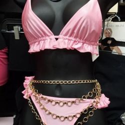 Swimsuit 2pc Style Top And Bottom Pink 