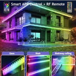 150FT Permanent Outdoor RGB Lights - IP67 Waterproof with Smart App Control Remote, DIY Scene Modes, Music Synchronization, Eaves Lights for Garden De