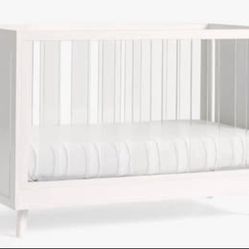 Pottery barn Acrylic Convertible Crib with pottery barn mattress + sheets!!