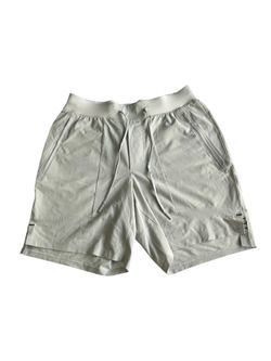 Lululemon License to Train Shorts Men’s Medium Linerless Beige/White Athletic 7”