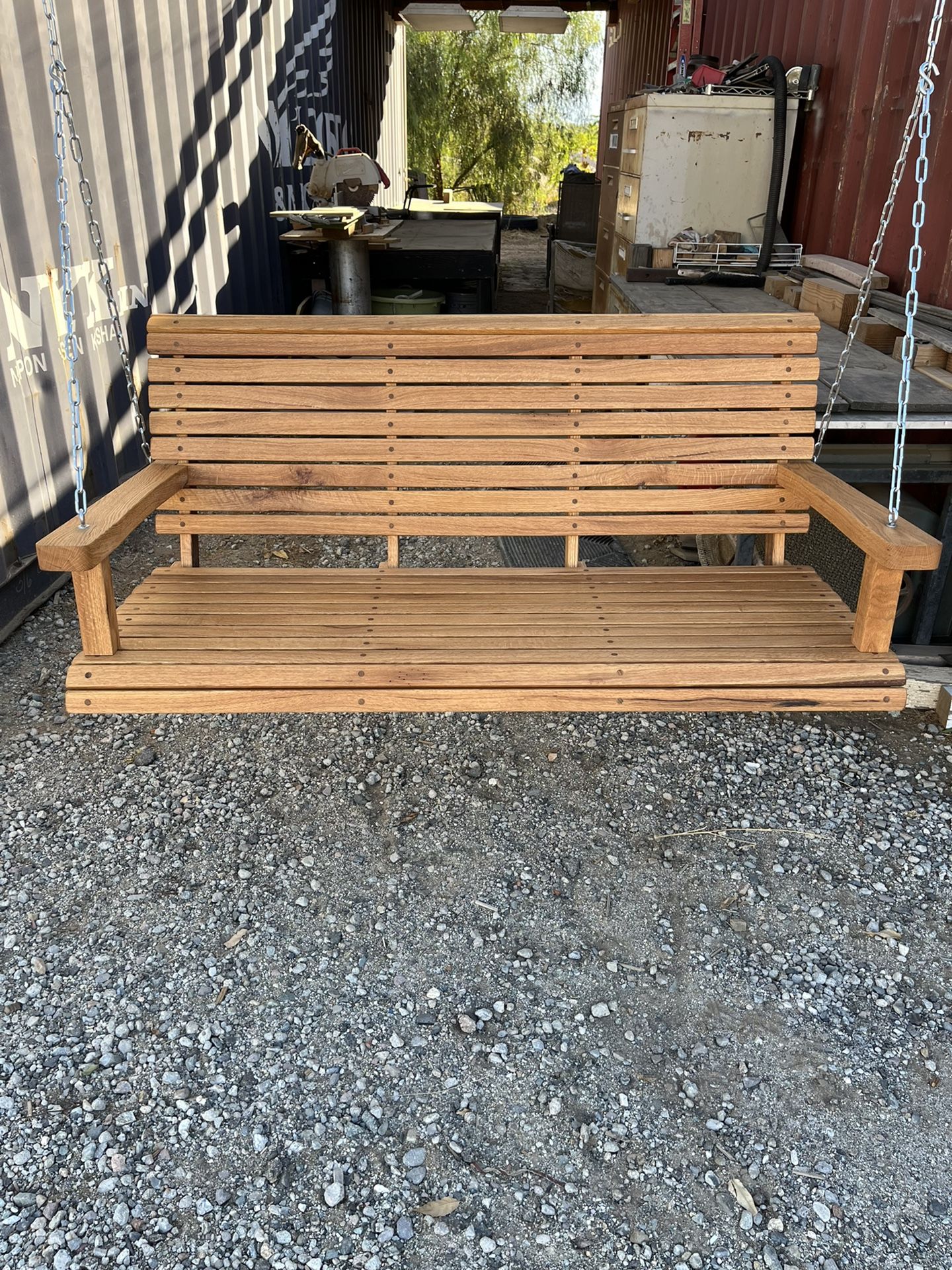 RUSTIC RED OAK PORCH SWINGS 50” Wide, With Chain, Oil Finish  $300