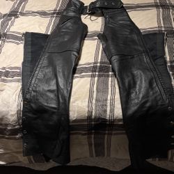   Recently Shined Up Genuine Black Leather Chaps W/MatchingVest