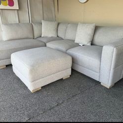 Beautiful Grey L Shape Sectional With Non Resistant Fabric 
