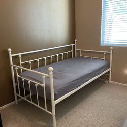 White Bed Frame (Twin Size), Excellent Condition.