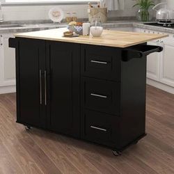 Kitchen Island Cart With Drop  Leaf Breakfast Bar Table 