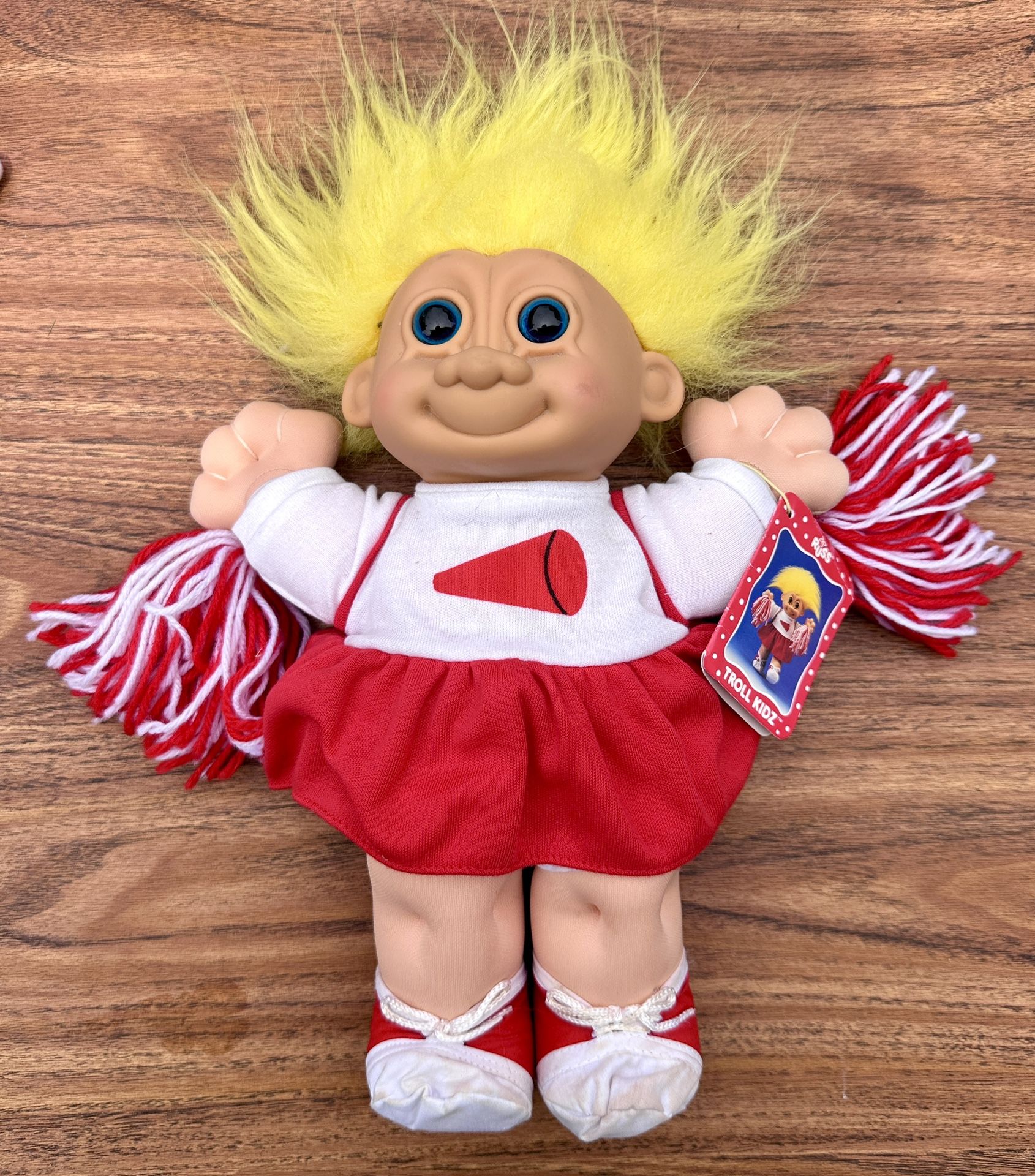 Russ- Troll Kidz Cheerleader Doll -Red & White Outfit-Large 12" Vintage-New!