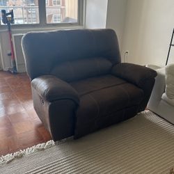 59” Brown Leather Recliner Arm Chair  