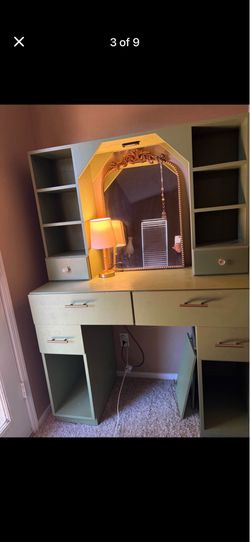 TULARE sage green makeup vanity