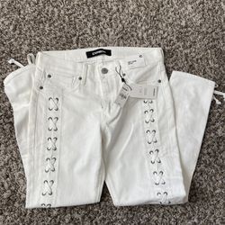NWT White Express Lace Up Jeans