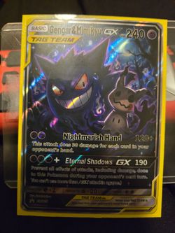 Gengar & Mimikyu GX – Holographic Fan Art Pokémon Card