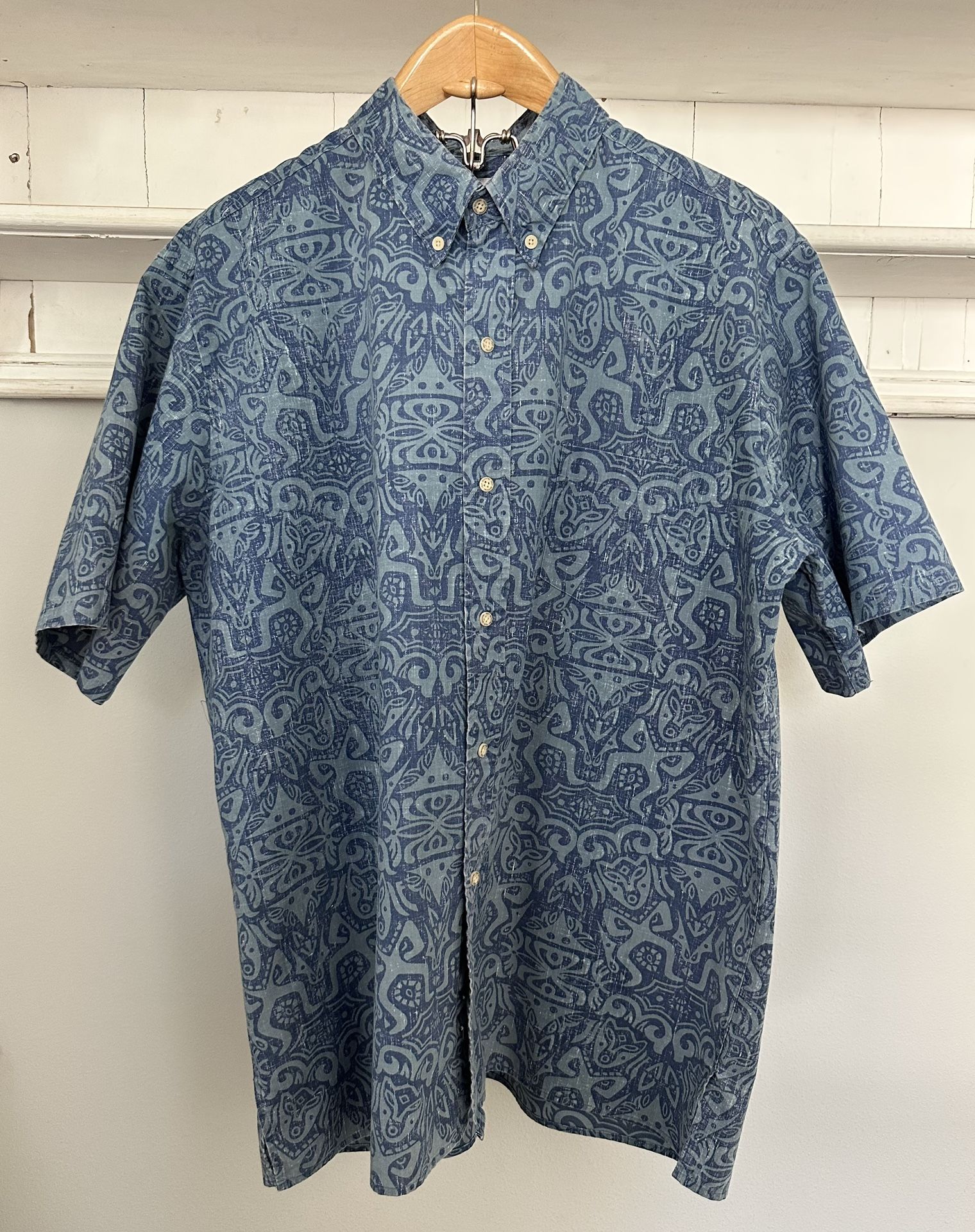 EUC Vintage XXL Reyn Spooner Hawaiian Shirt Tapa Print Tiki Reverse Print cloth. 1980s/90s EUC.  