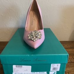 Summer Heels, Pink White Striped