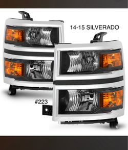 2014 To 2015 Chevy Silverado 1500 Pickup w/Chrome Trim Headlights